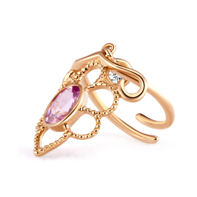 RING WITH GEMSTONE AND DIAMOND