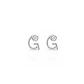 18K Silver Initial G Stud Earrings