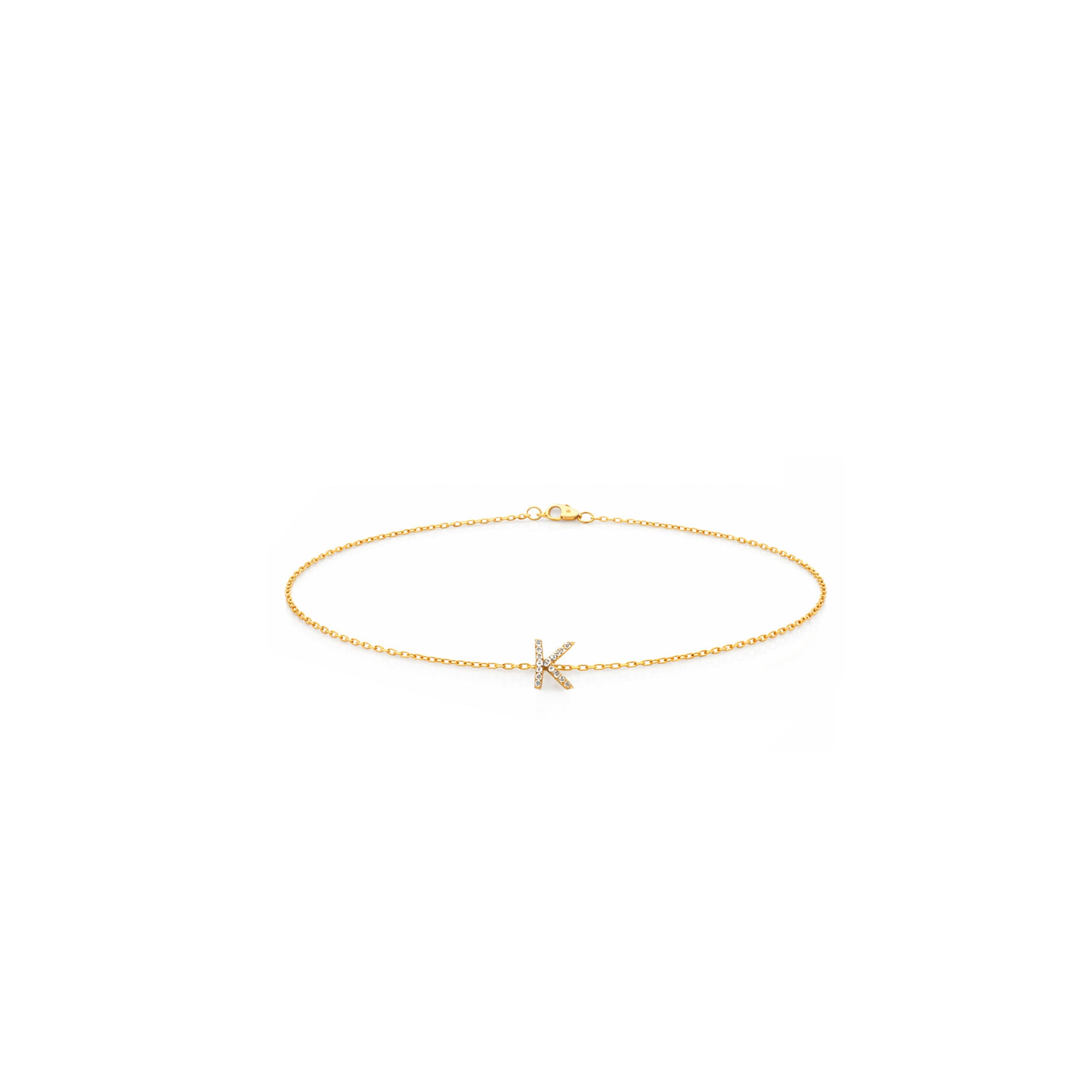 Dainty Diamond Initial 'K' Bracelet