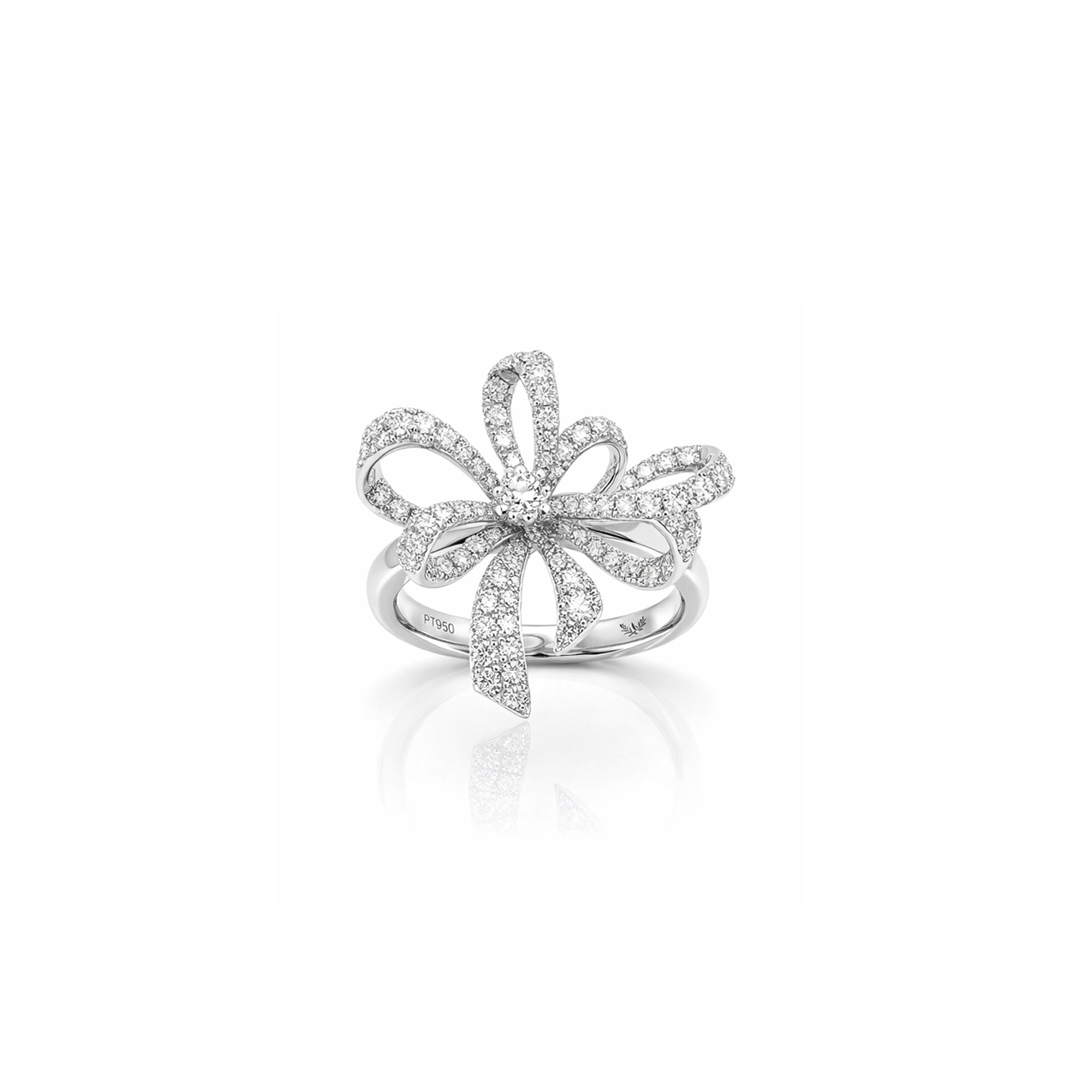 18K 雕塑鑽石蝴蝶結個性戒指