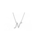 18K White Gold Cursive Letter N Necklace