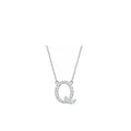 18K White Gold Cursive Letter Q Necklace