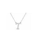 18K White Gold Cursive Letter T Necklace