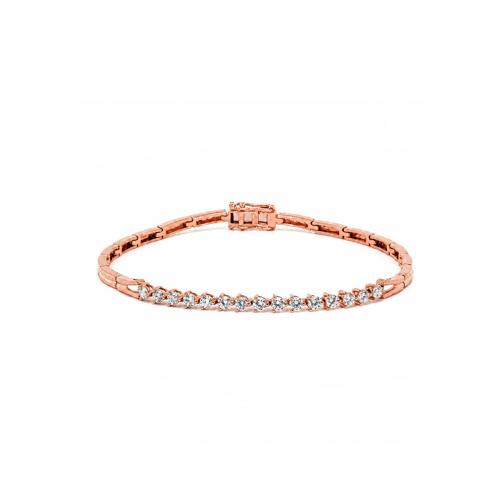 18K White Gold Round-Cut Tennis Bracelet - Timeless Elegance