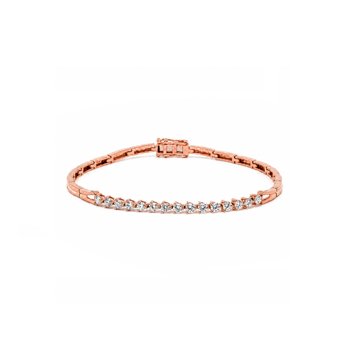 18K White Gold Round-Cut Tennis Bracelet - Timeless Elegance