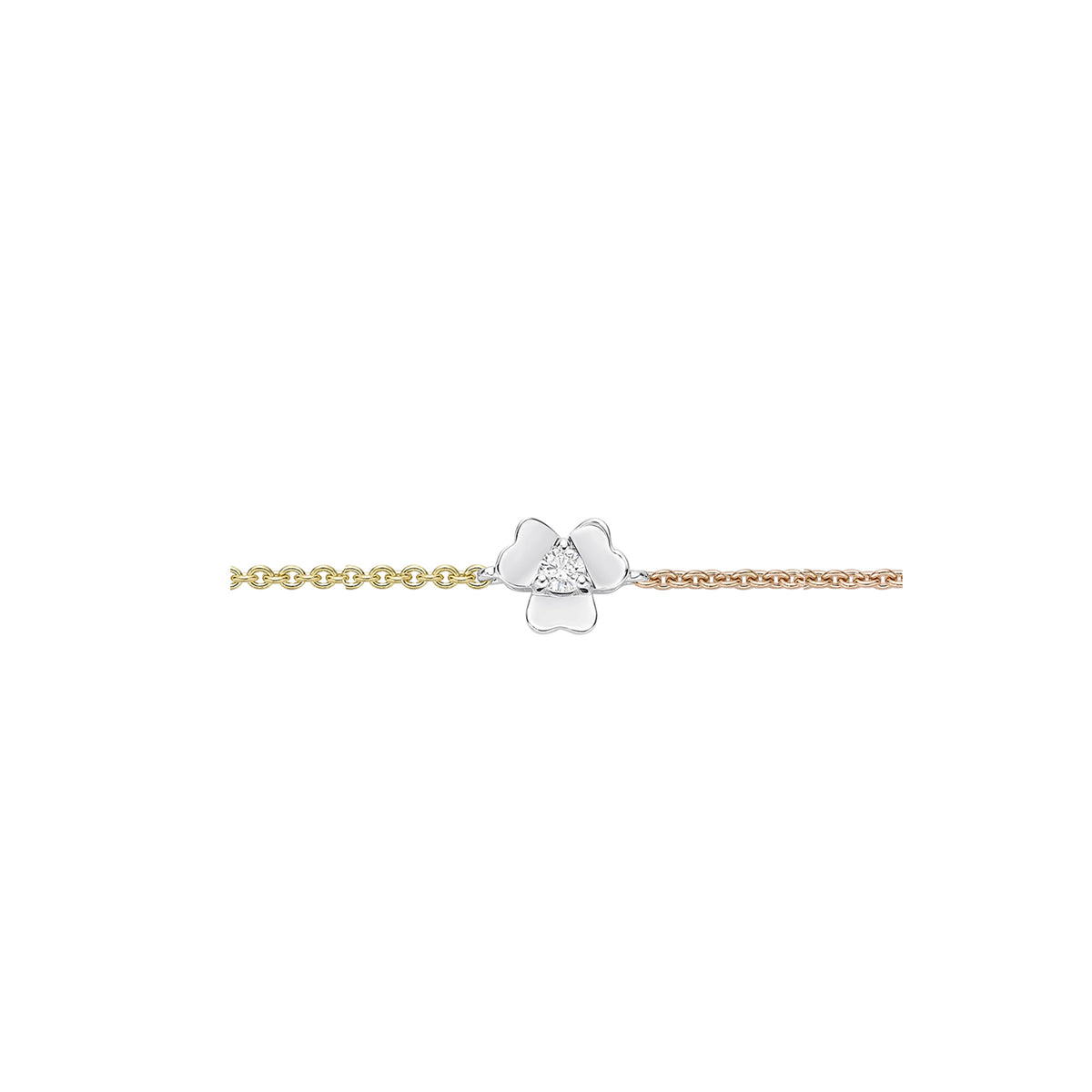Tri-Color Mixed Metal Clover Flower Bracelet