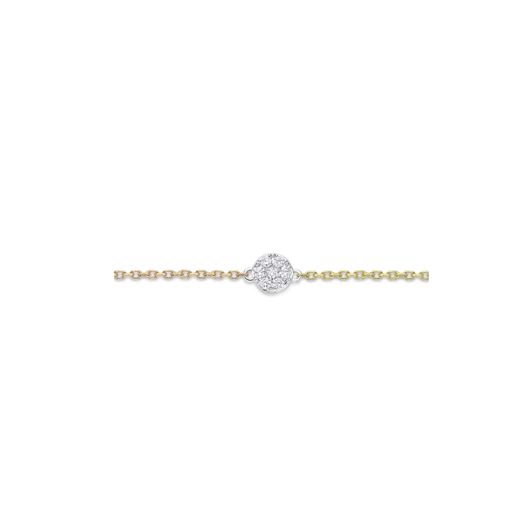 Dainty Sparkling Pave Round Bracelet in Mixed Metal