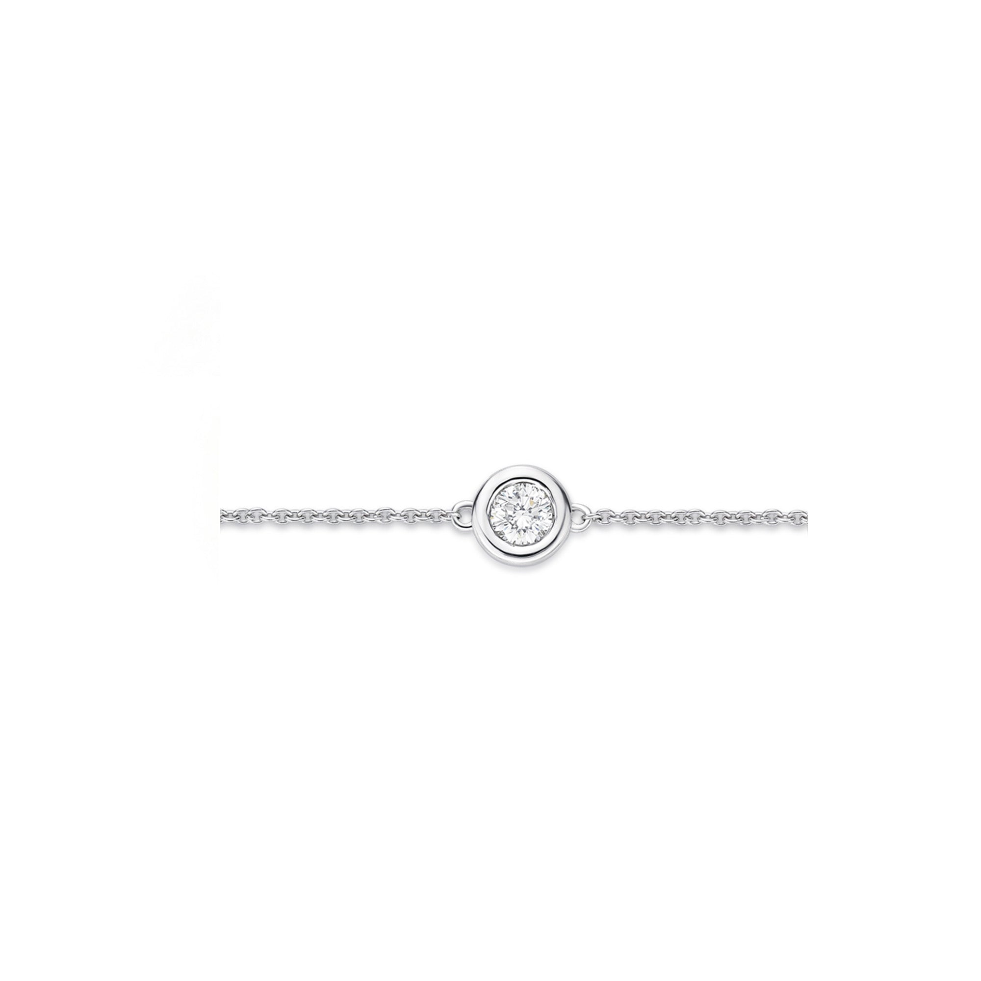 18K Single Bezel Diamond Simple Chain Bracelet