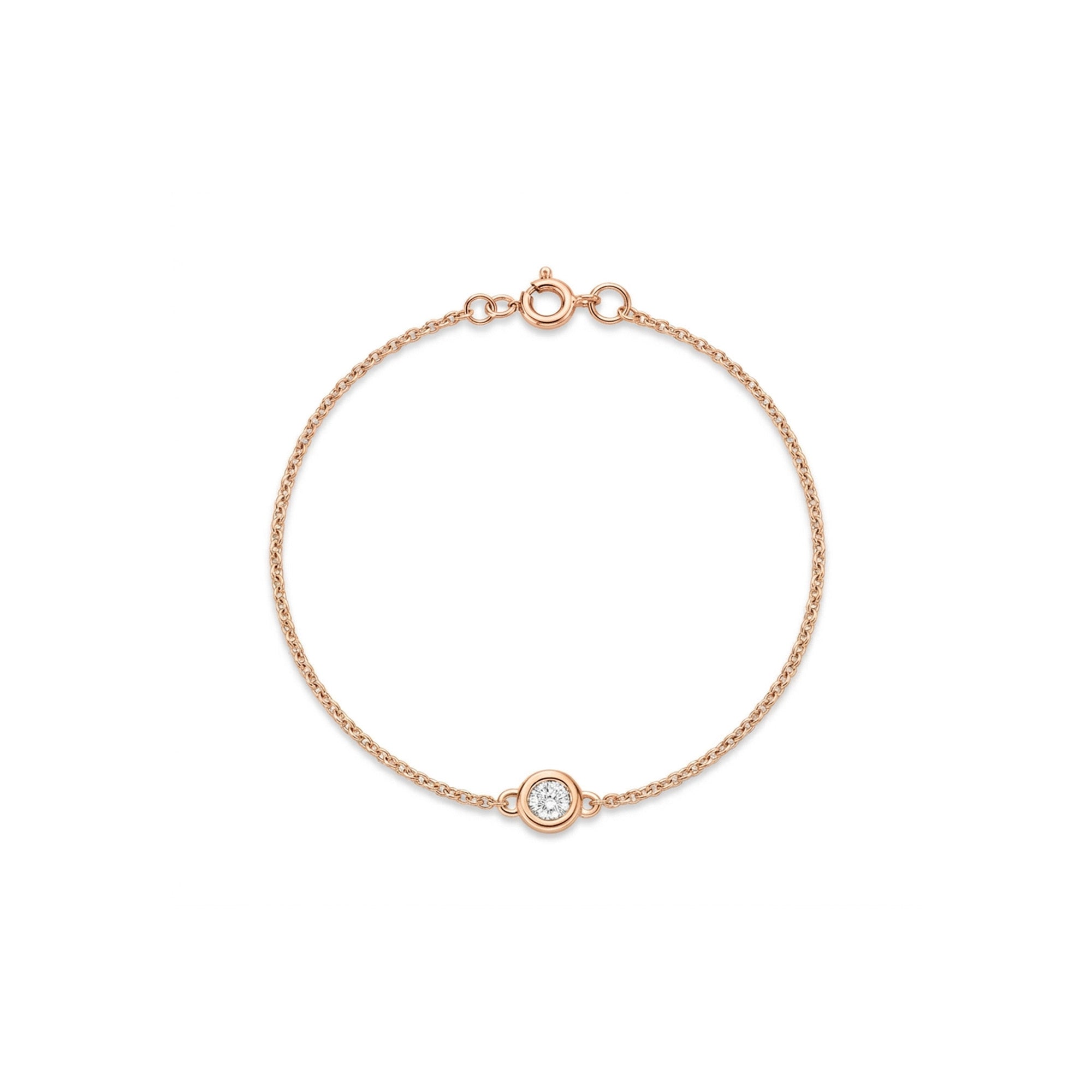 18K Single Bezel Diamond Simple Chain Bracelet