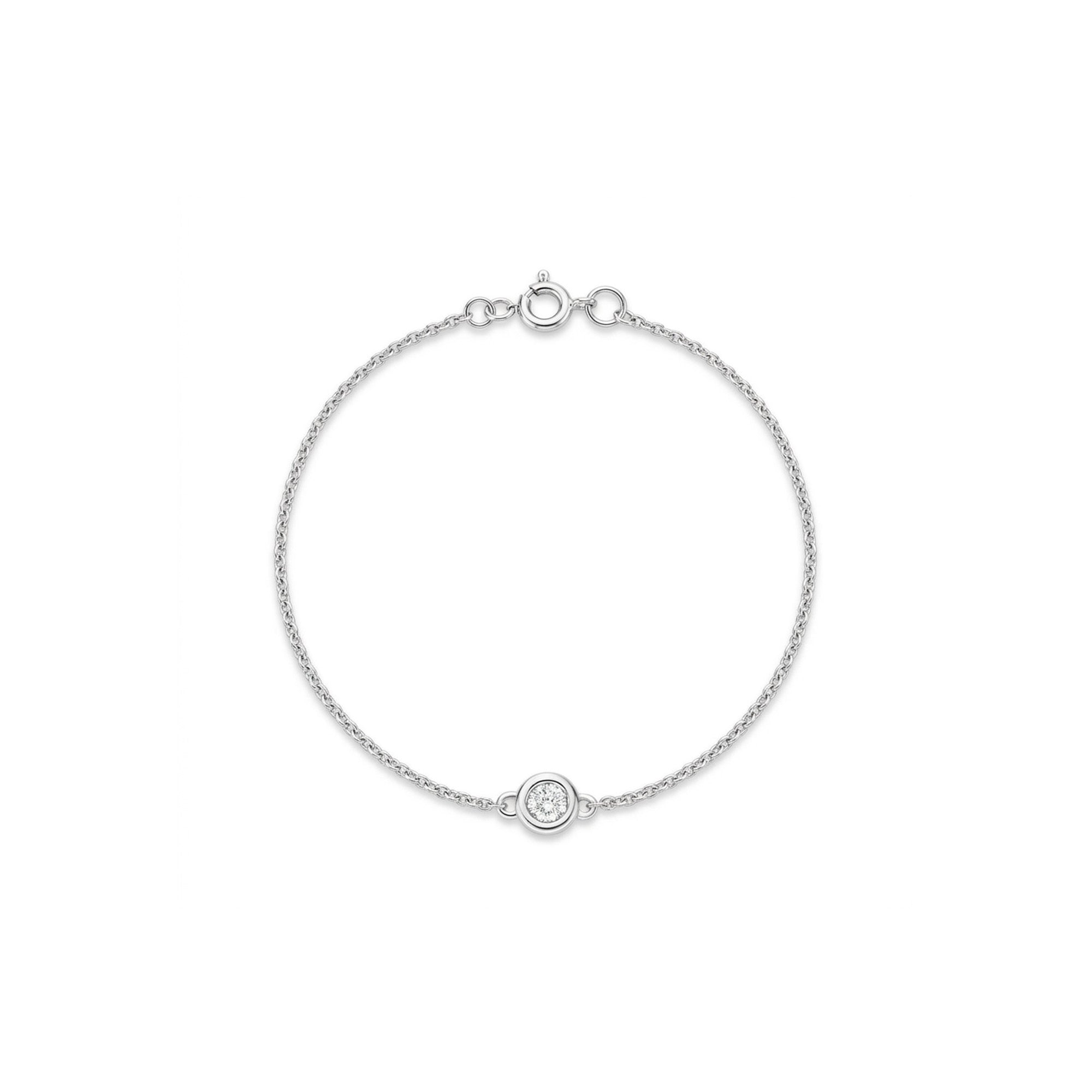 18K Single Bezel Diamond Simple Chain Bracelet