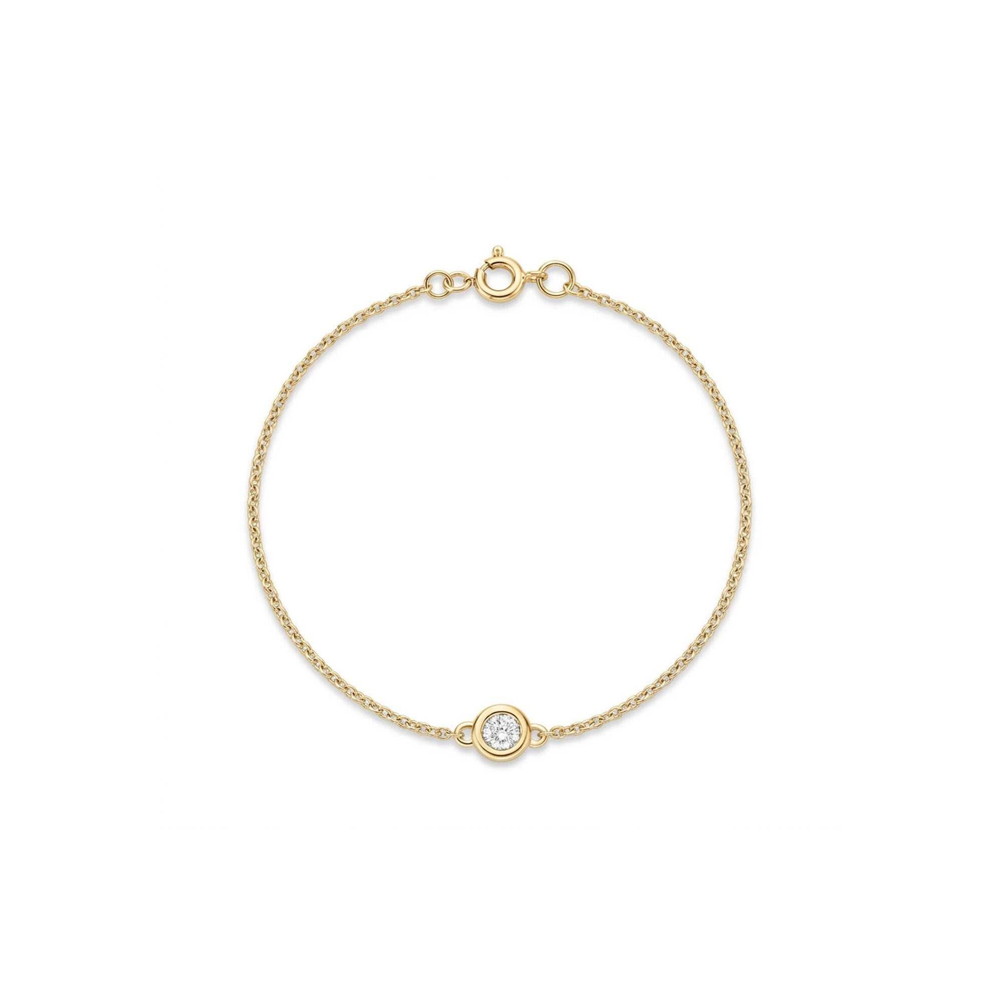 18K Single Bezel Diamond Simple Chain Bracelet