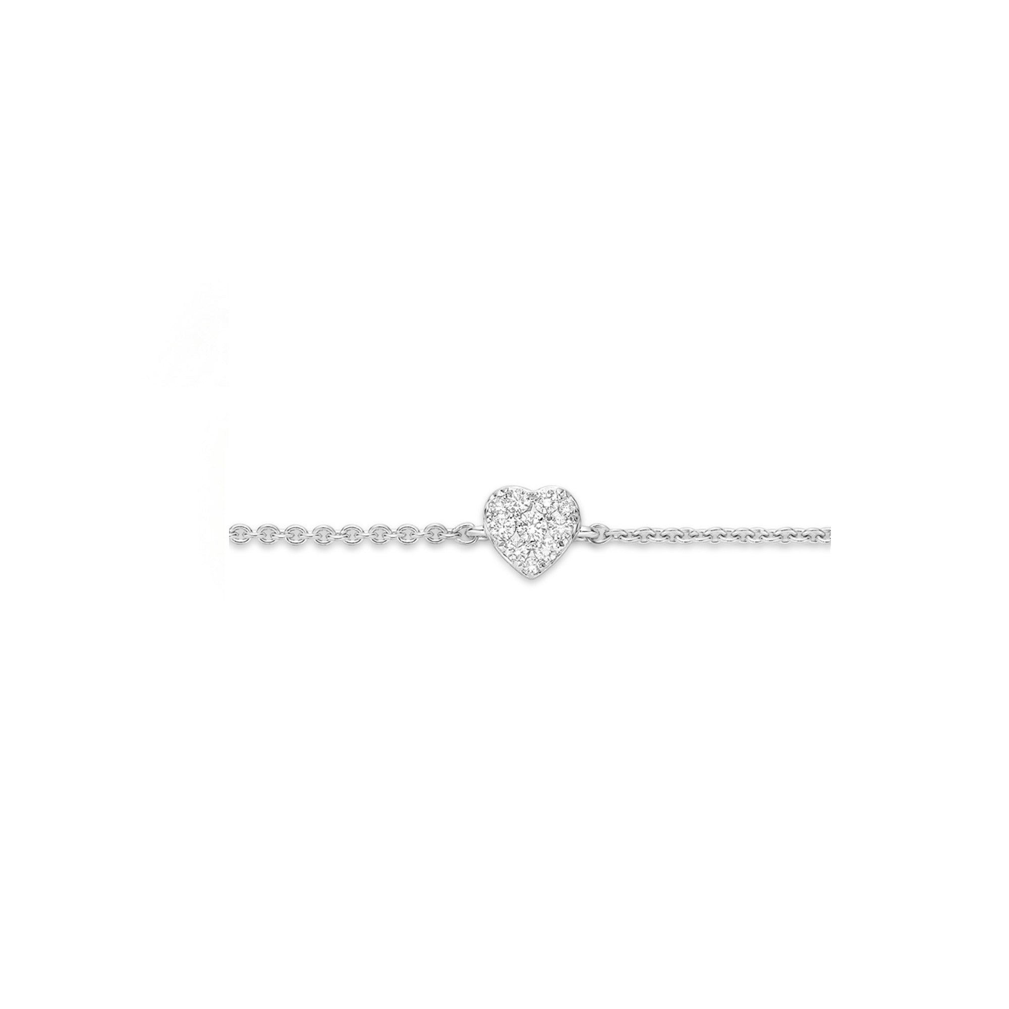 Pave Heart Diamond Simple Chain Bracelet S