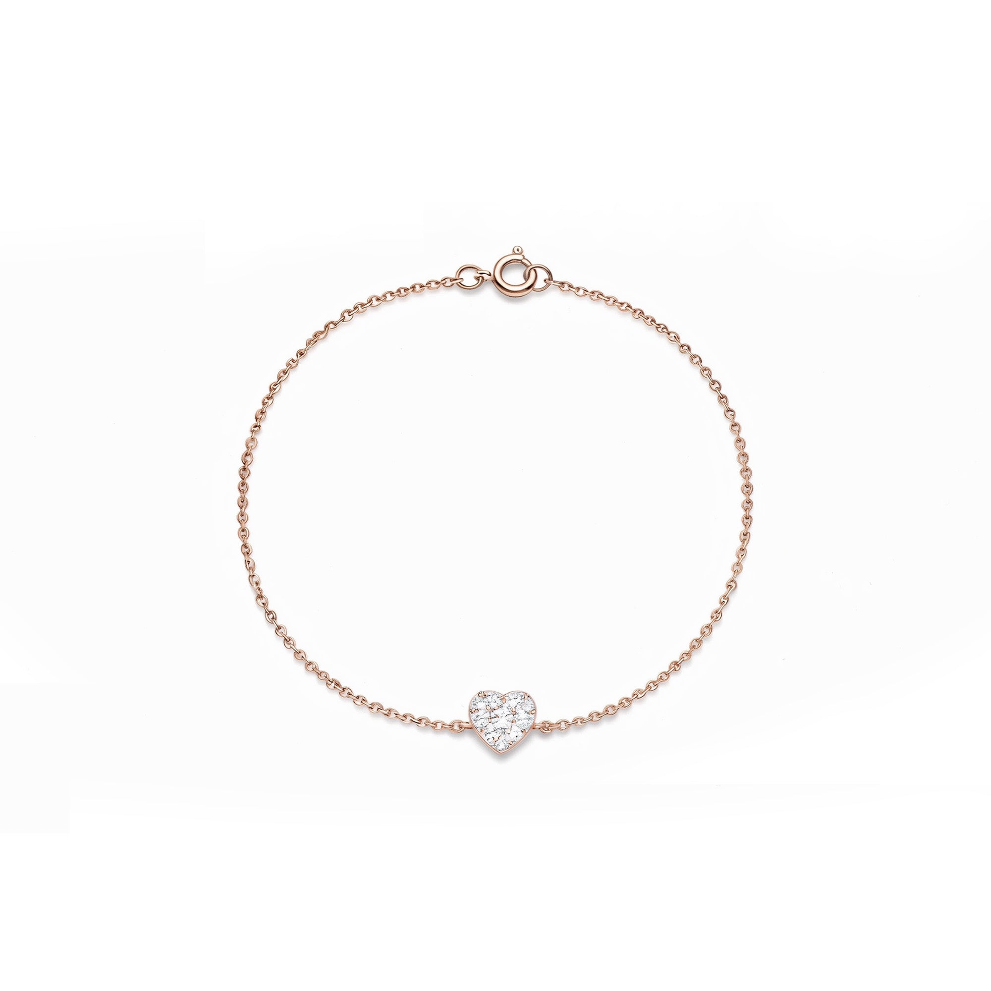 Pave Heart Diamond Simple Chain Bracelet S