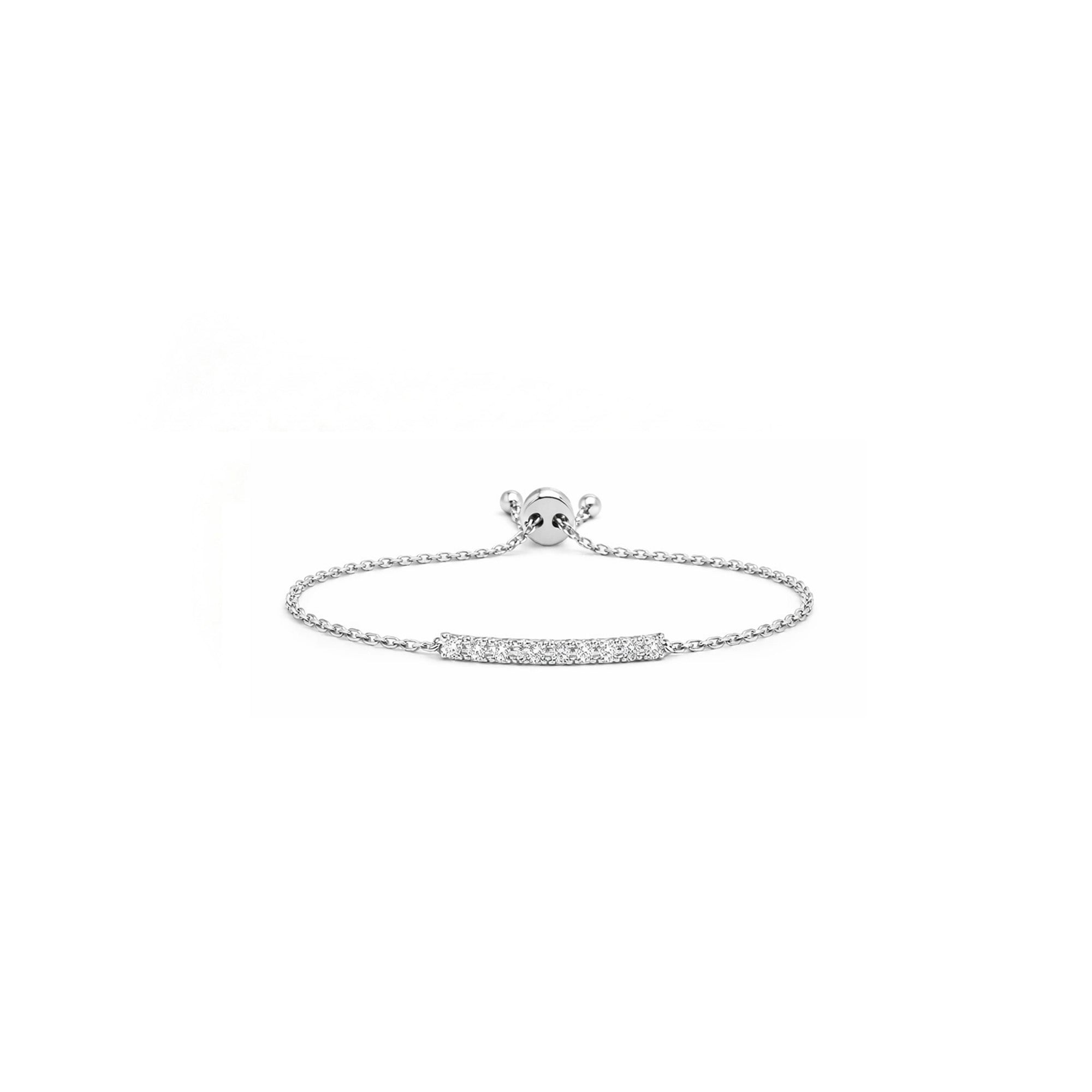 18K Gold Adjustable Curved Bar Diamond Bracelet