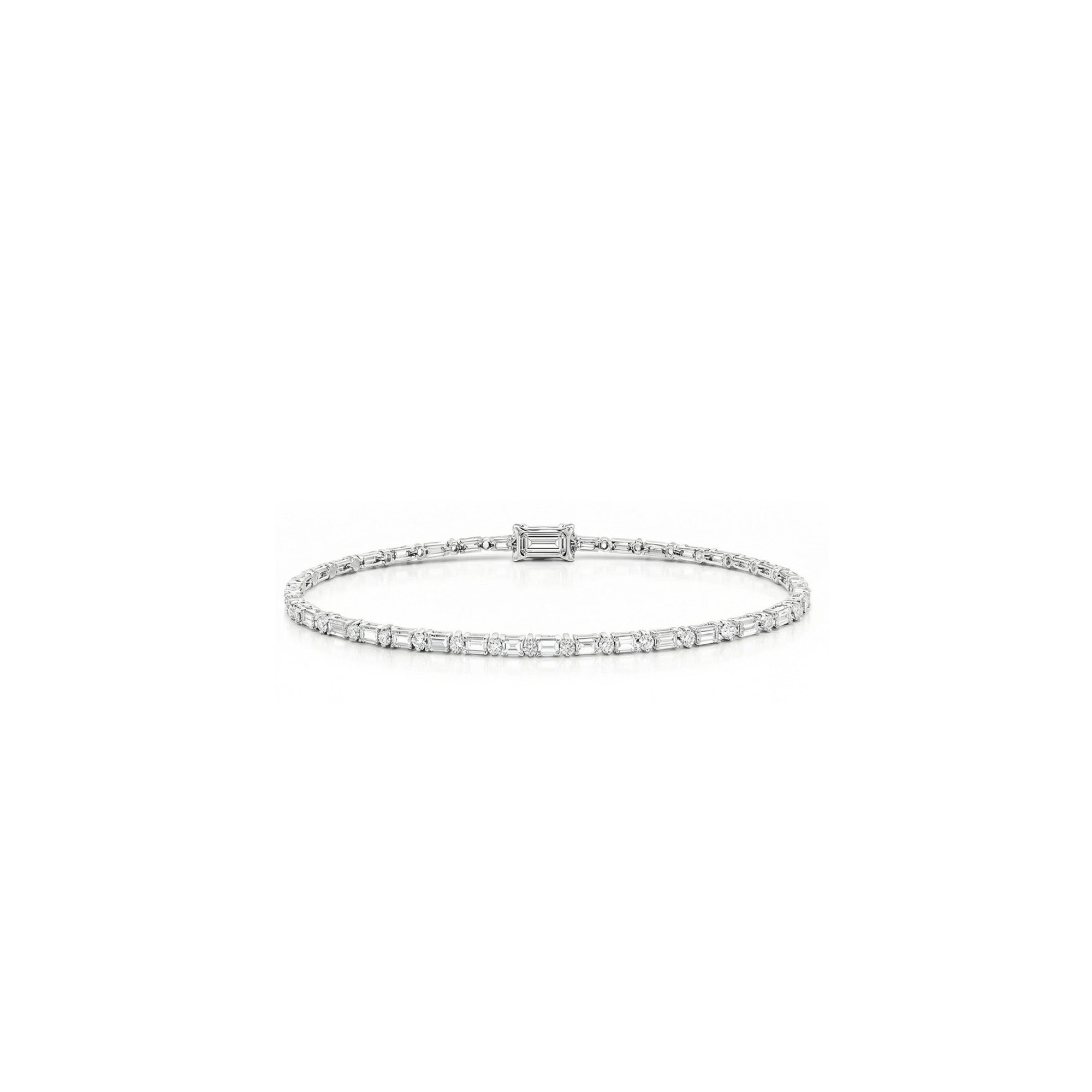 18K Blue Sapphire & Baguette Diamond Bracelet