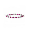 Oval Cut Ruby Red Halo Tennis Bracelet – Vintage Glamour Gemstone Bracelet