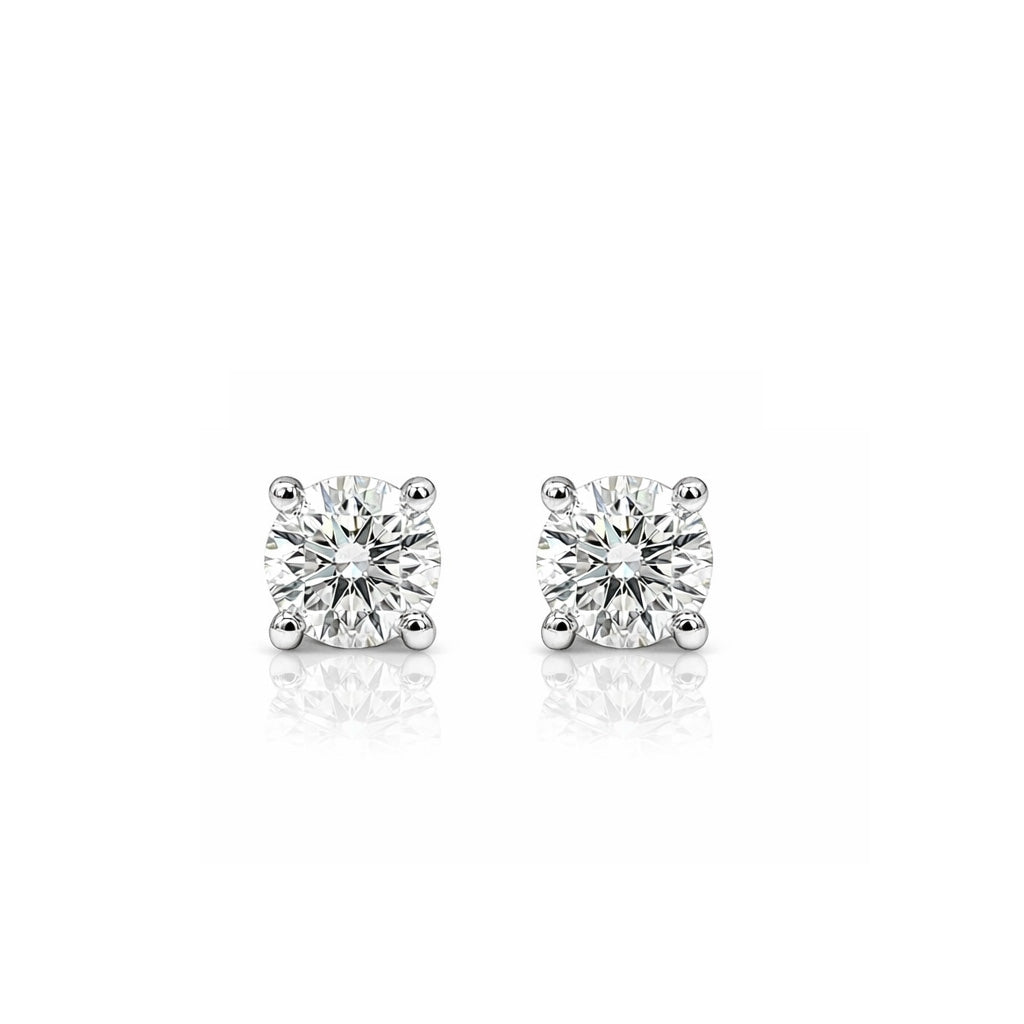 18K Round Solitaire Diamond Stud Earrings