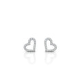 18K Open Heart Diamond Stud Earrings