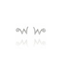 18K Sparkling Letter W Diamond Stud Earrings