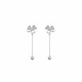 18K Clover Heart Diamond Dangle Earrings