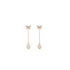 18K Bow & Pave Teardrop Diamond Dangle Earrings