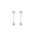18K Bow & Pave Teardrop Diamond Dangle Earrings