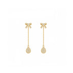 18K Bow & Pave Teardrop Diamond Dangle Earrings