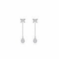 18K Bow & Pave Teardrop Diamond Dangle Earrings