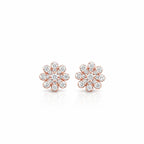 18K Rose Gold Blooming Daisy Diamond Stud Earrings
