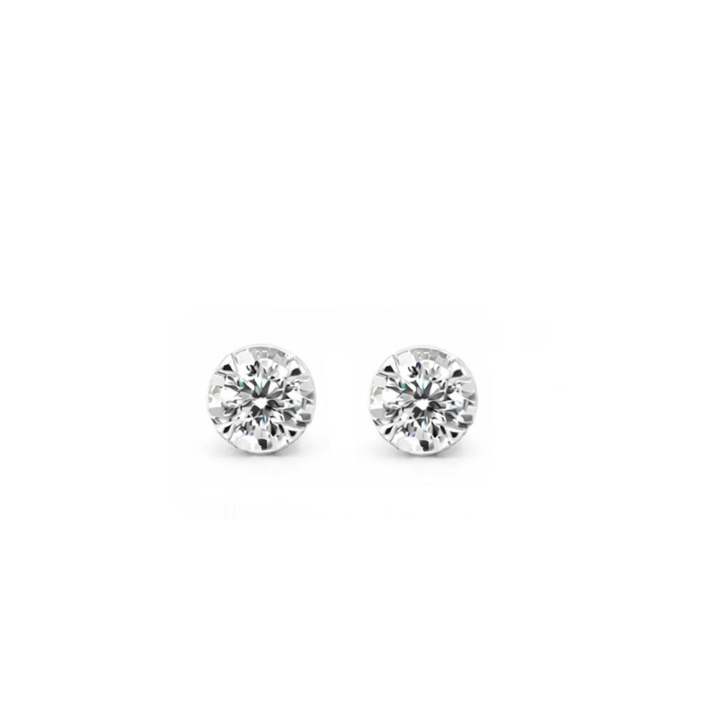 Classic Round Brilliant Solitaire Diamond Stud Earrings