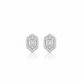 18K Art Deco Hexagon Halo Diamond Stud Earrings