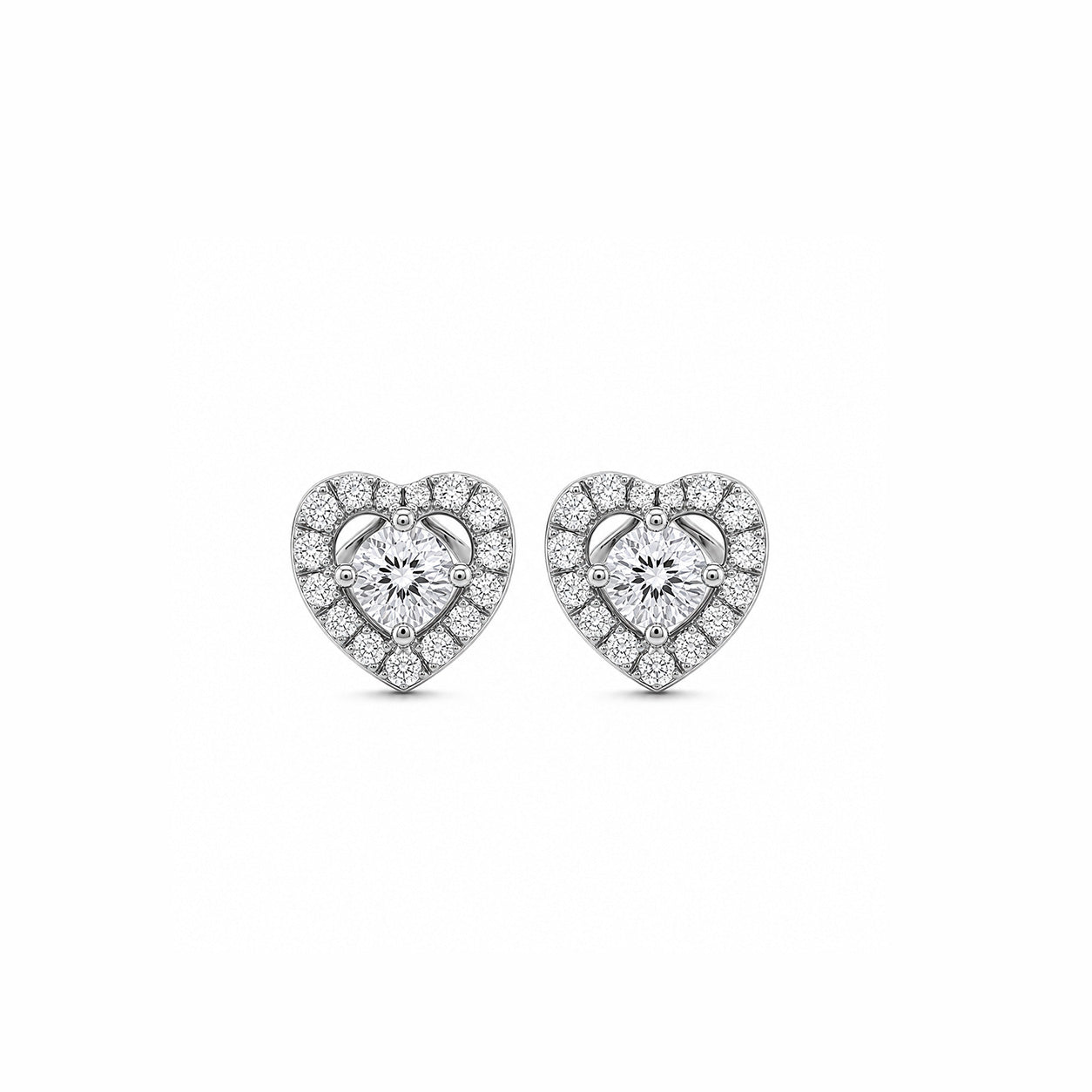 Sweetheart Pave Diamond Stud Earrings
