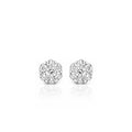 18K Round Composite Diamond Cluster Earrings