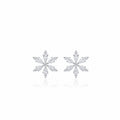 18K Sparkling Crystal Snowflake Diamond Stud Earrings