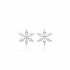 18K Sparkling Crystal Snowflake Diamond Stud Earrings