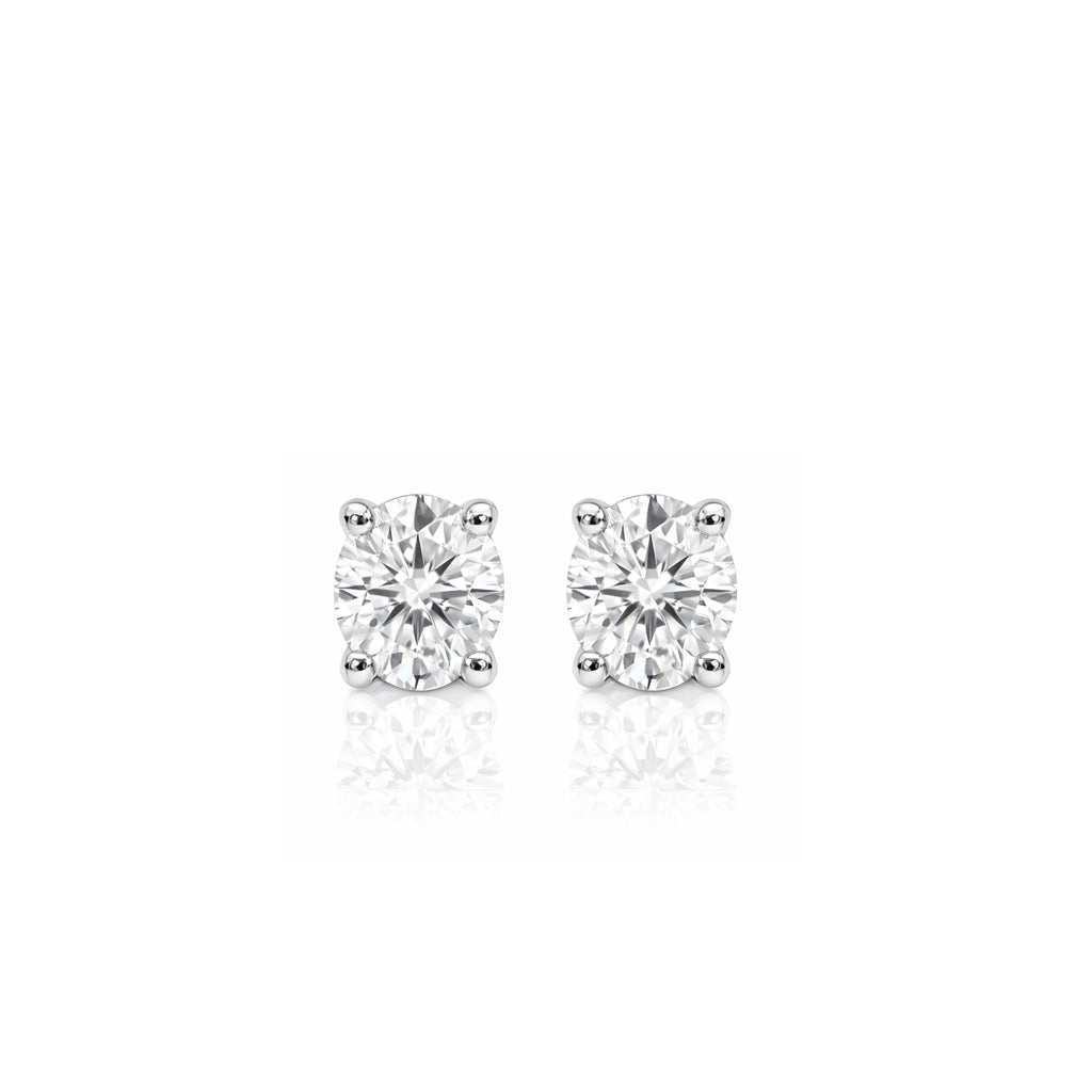 18K Oval Cut Solitaire Diamond Stud Earrings