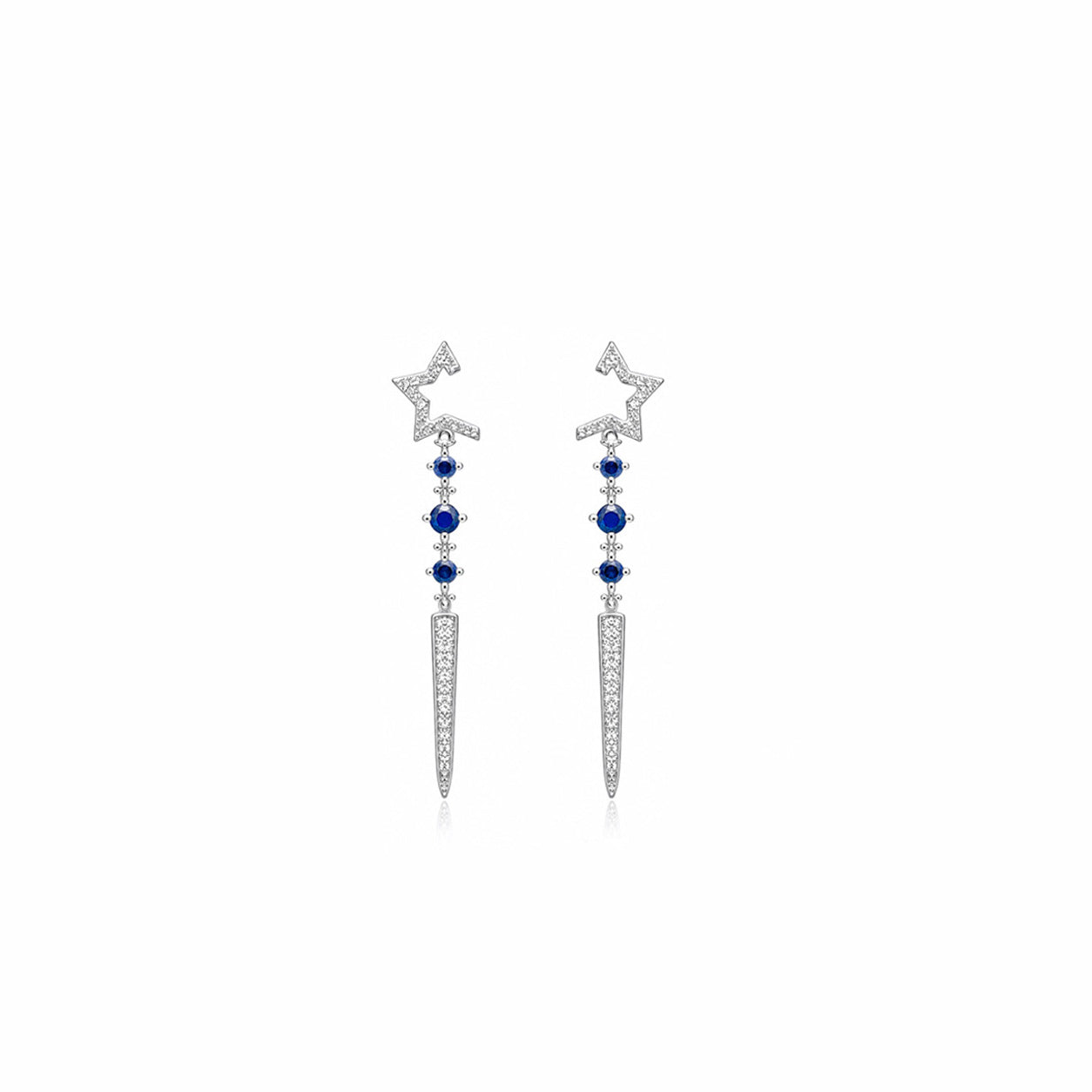 18K Cascade Star & Sapphire Diamond Drop Earrings