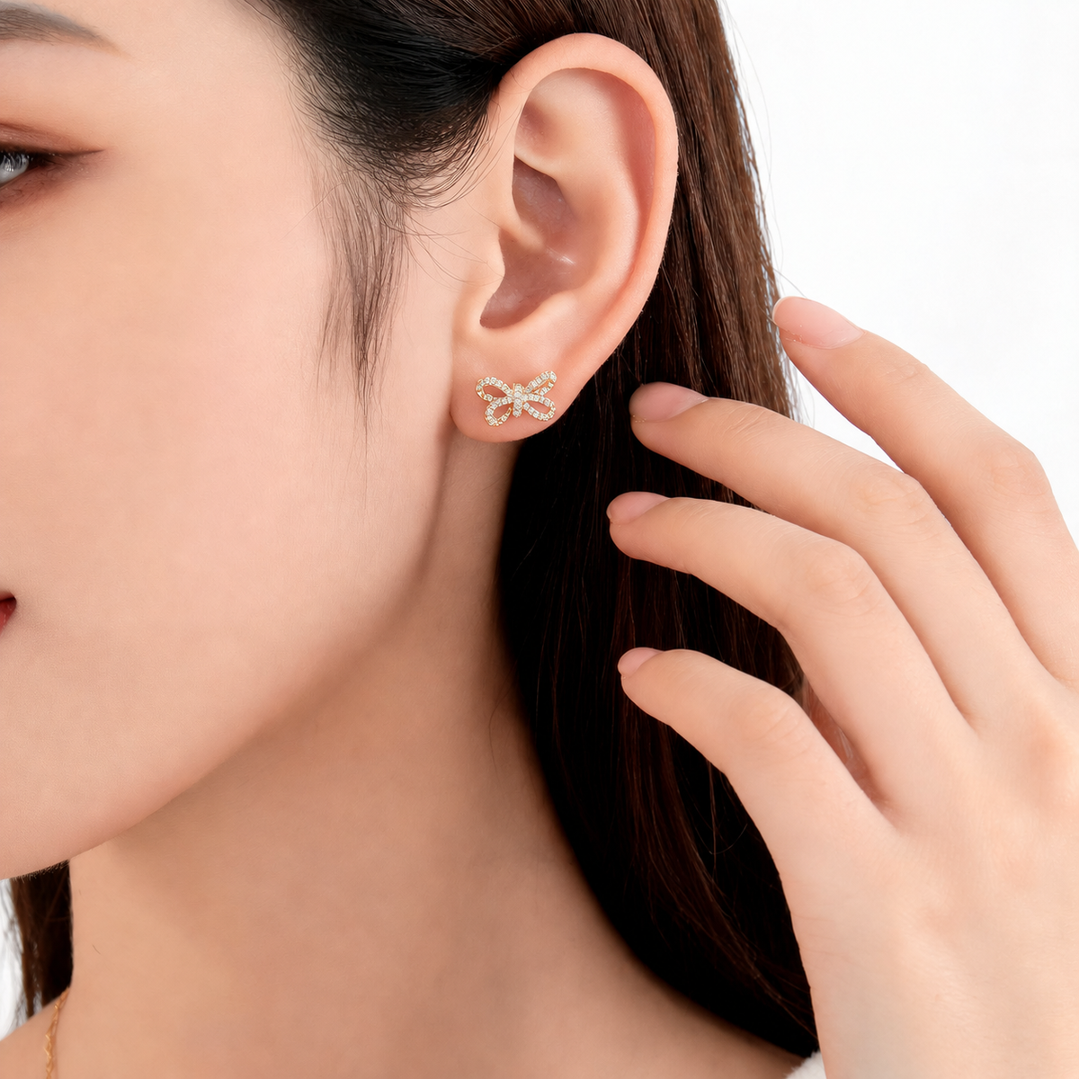 Sparkling Pavé Ribbon Bow Stud Earrings