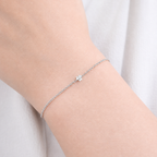 18K Dainty Sparkling Clover Flower Bracelet