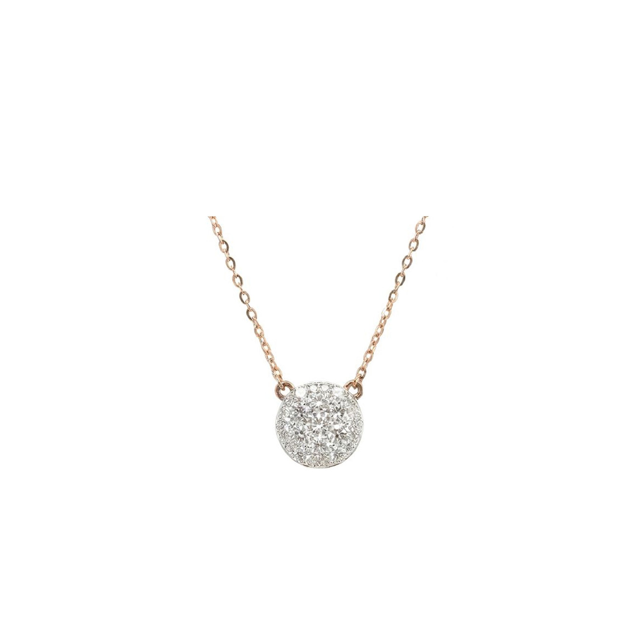 18K Round Brilliant Diamond Pave Necklace