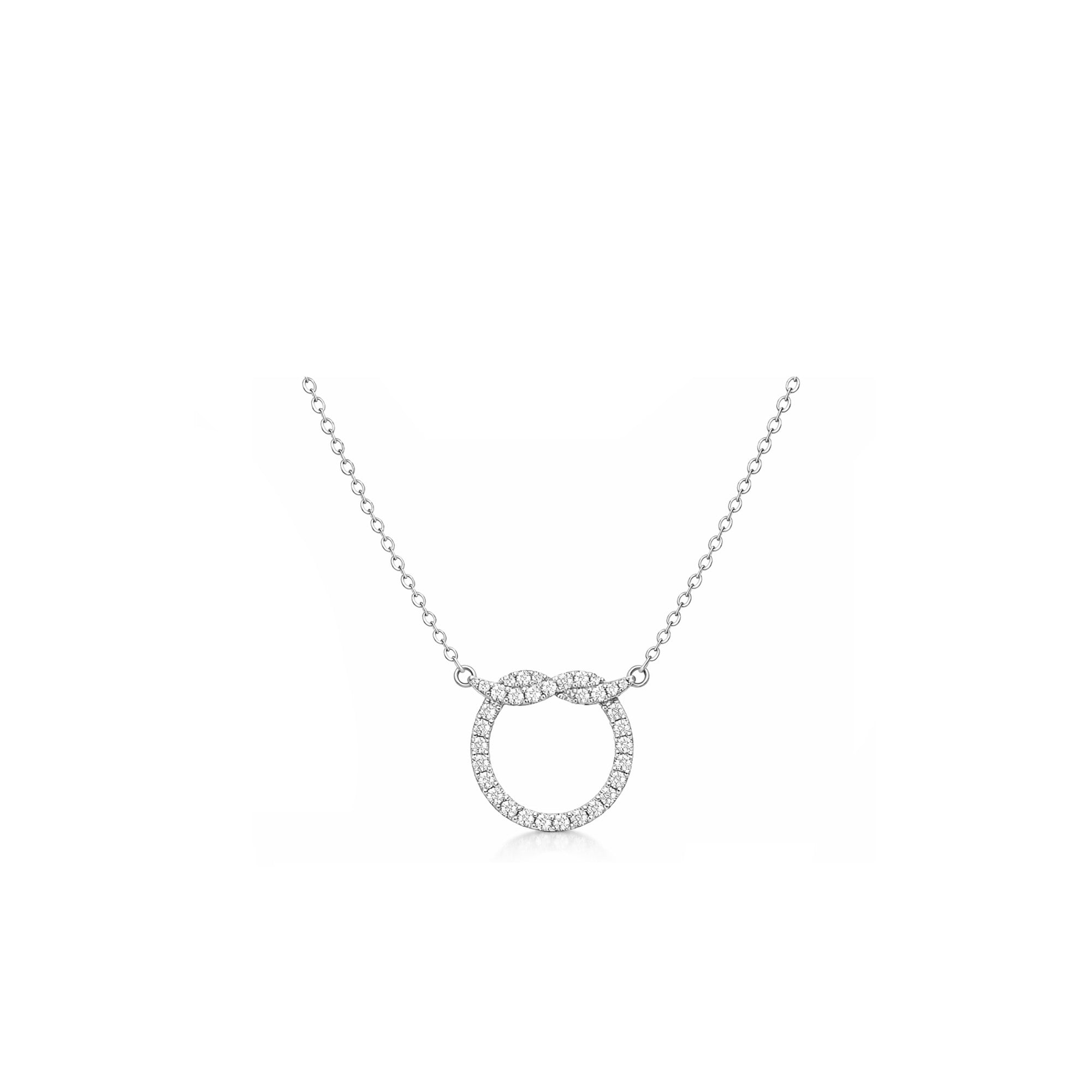 18K Diamond Pave Twisted Circle Necklace