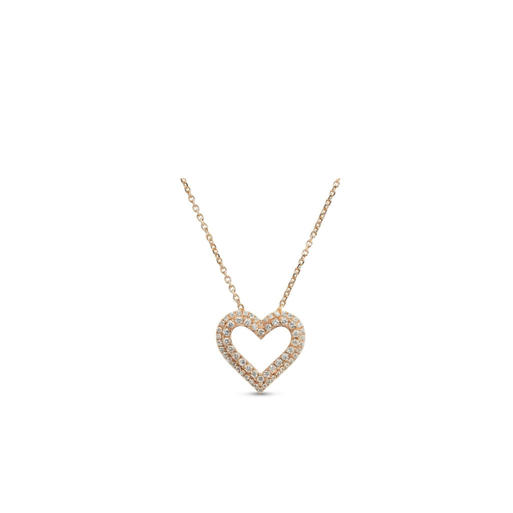 18K Double Halo Heart Diamond Necklace