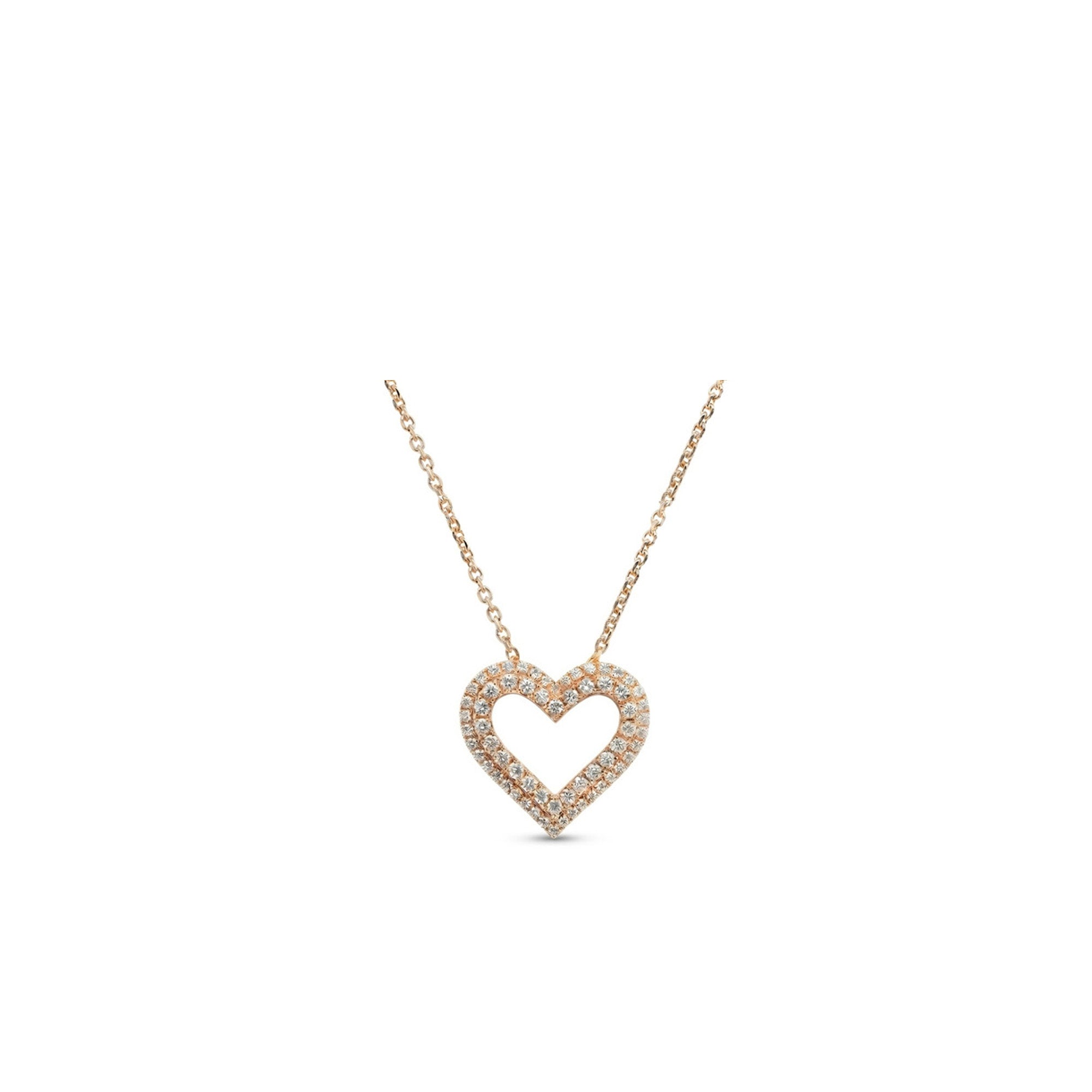 18K Double Halo Heart Diamond Necklace
