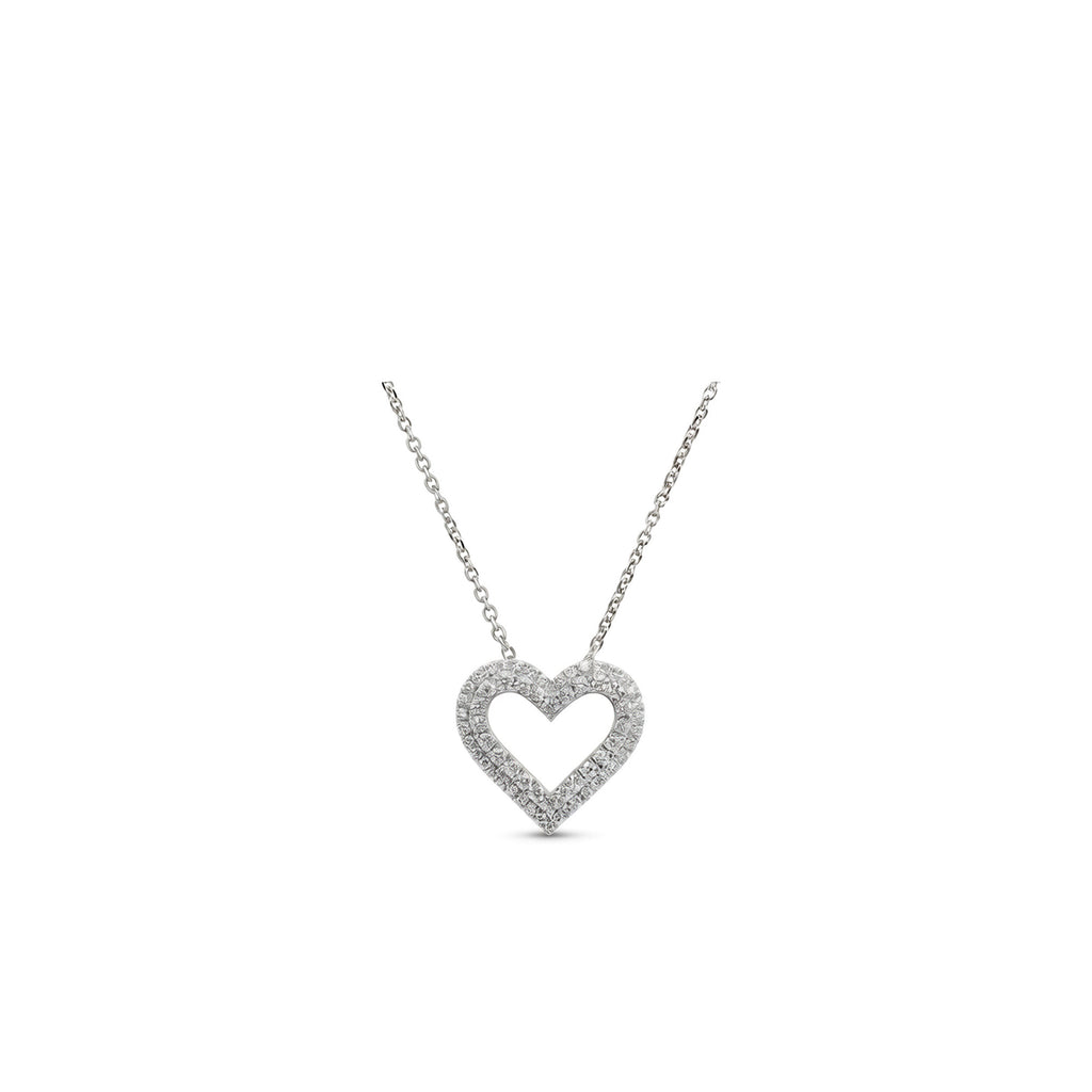 18K Double Halo Heart Diamond Necklace