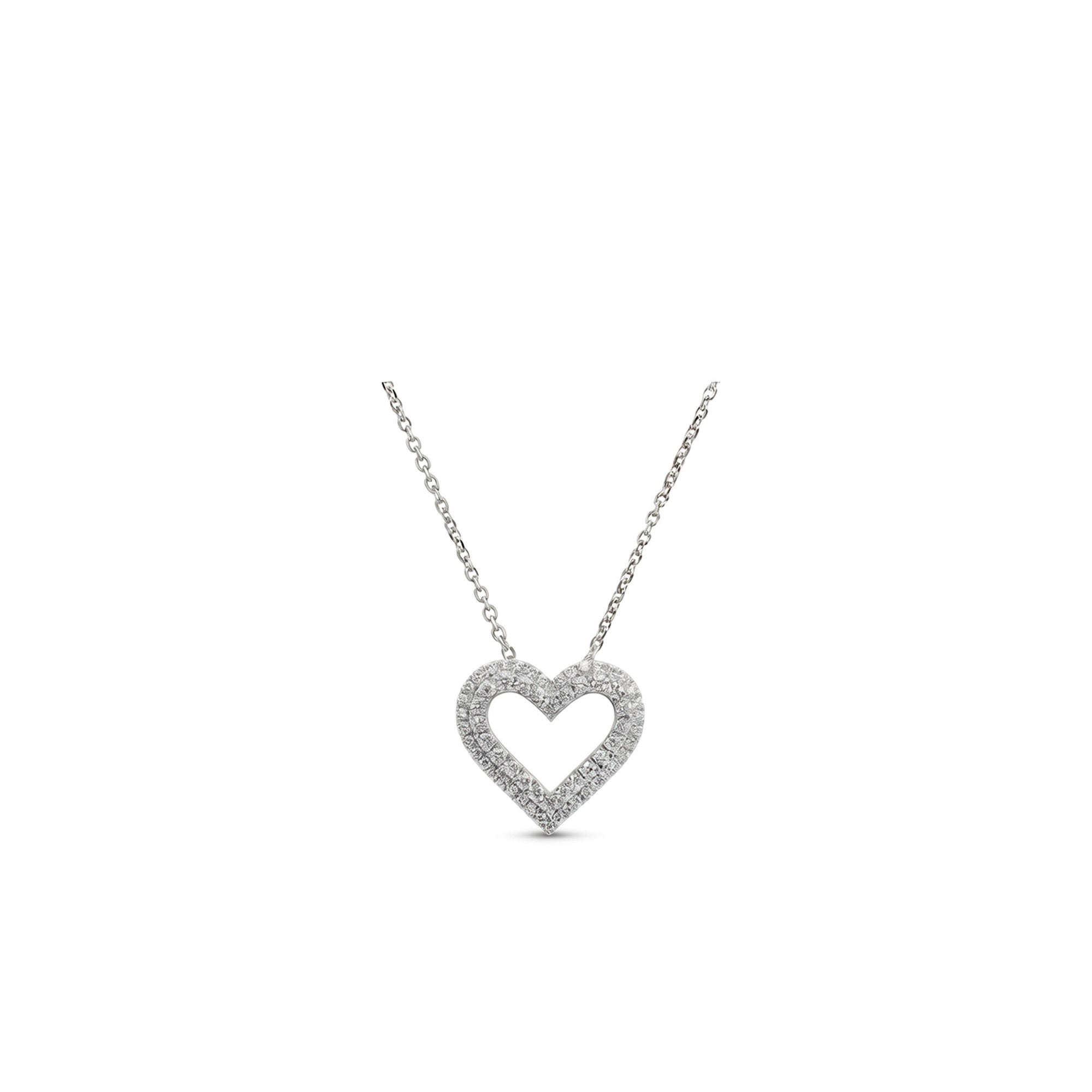 18K Double Halo Heart Diamond Necklace
