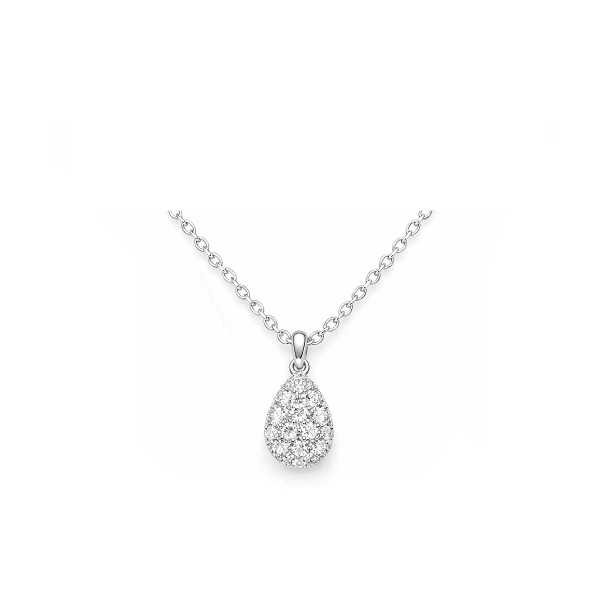 18K Pave Teardrop Diamond Necklace