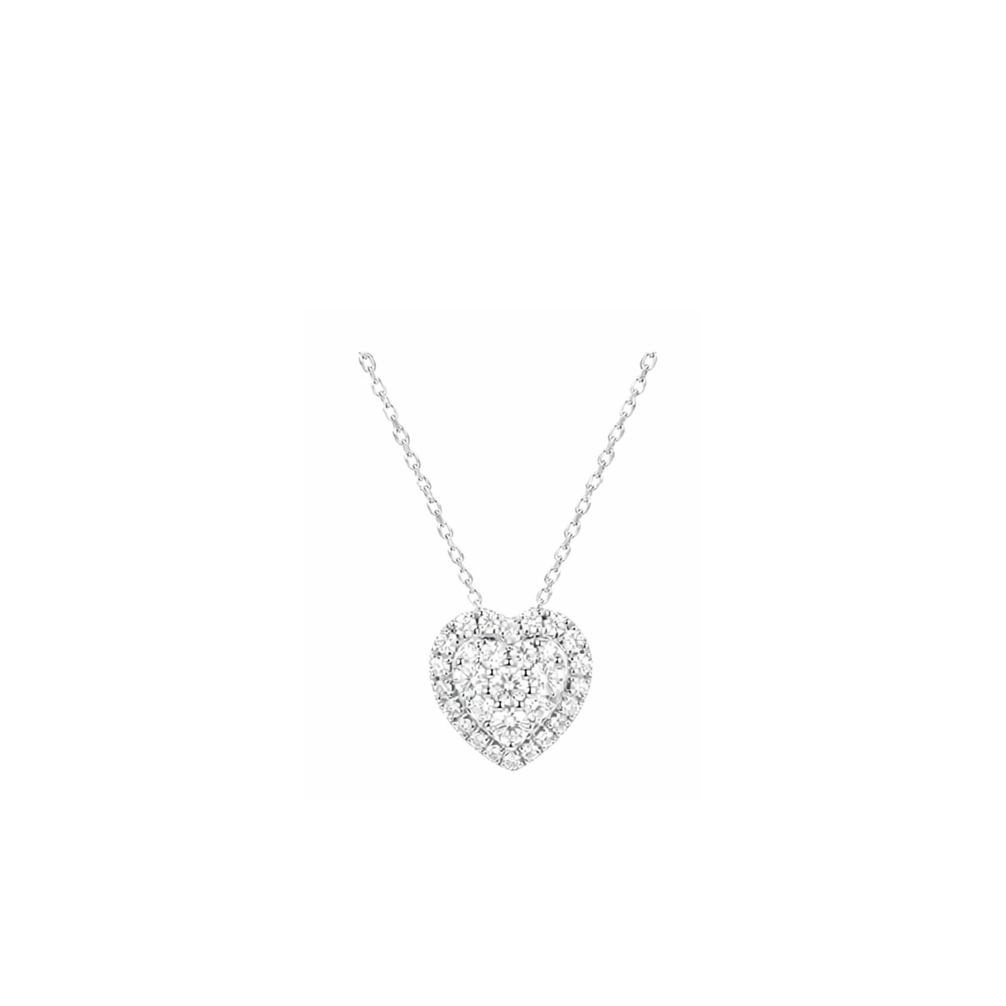 18K Pave Heart Halo Diamond Necklace