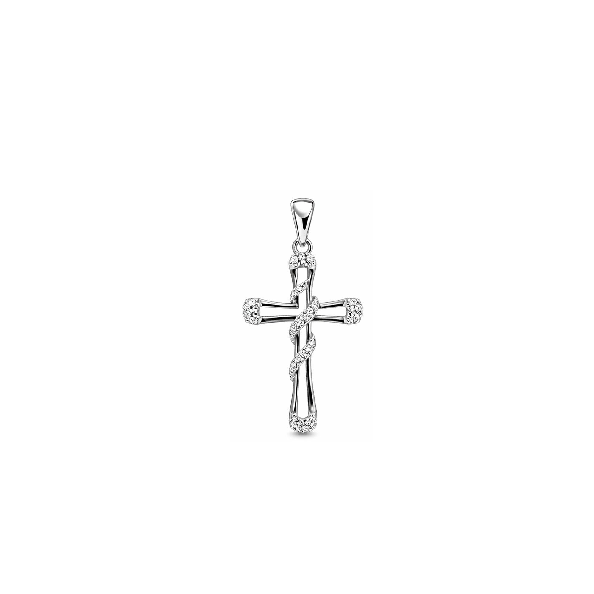 18K Diamond Rope Cross Pendant