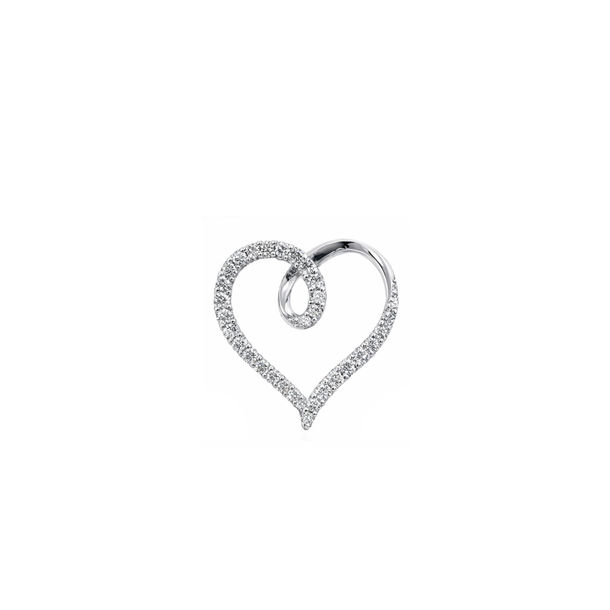 18K Open Heart Diamond Pendant