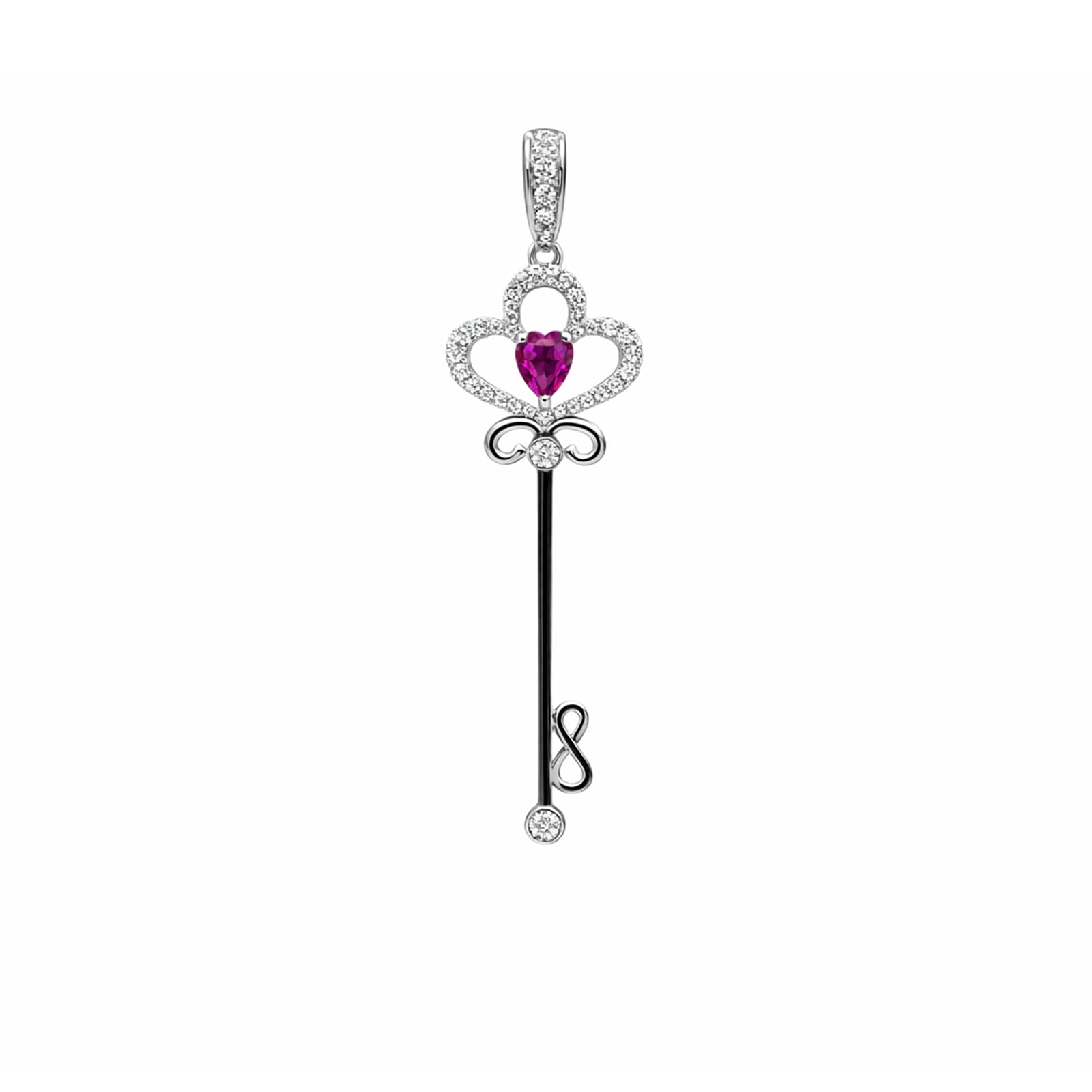 18K Heart Ruby Infinity Key Pendant